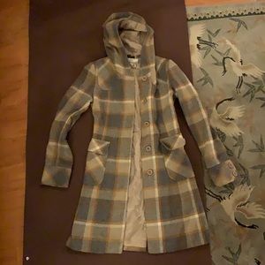 Beautiful Unique Plaid Hooded Pea Coat